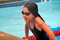 Gabriella happy to be out or the pool