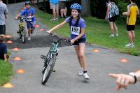 Gabriella at the end of the ride, bring led back to transition