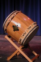 Drum fashioned from a wine barrel