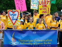 The kids lead the group at the Pride Parade