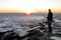 Uncle Sal on the rocks in Longport